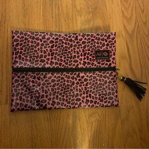 Makeup Junkie Cosmetics Pink Leopard Makeup Bag with Tassel